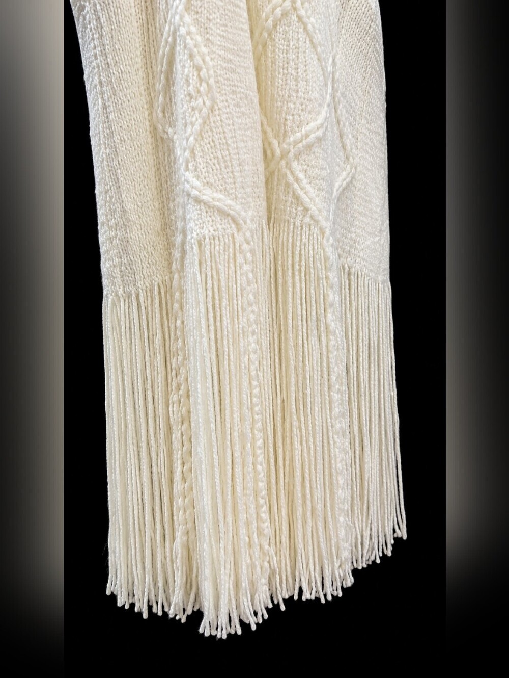 Cato Knit Open-Front Fringe Neutral Longline Drape Duster Wrap One Size Fits All - Picture 12 of 13